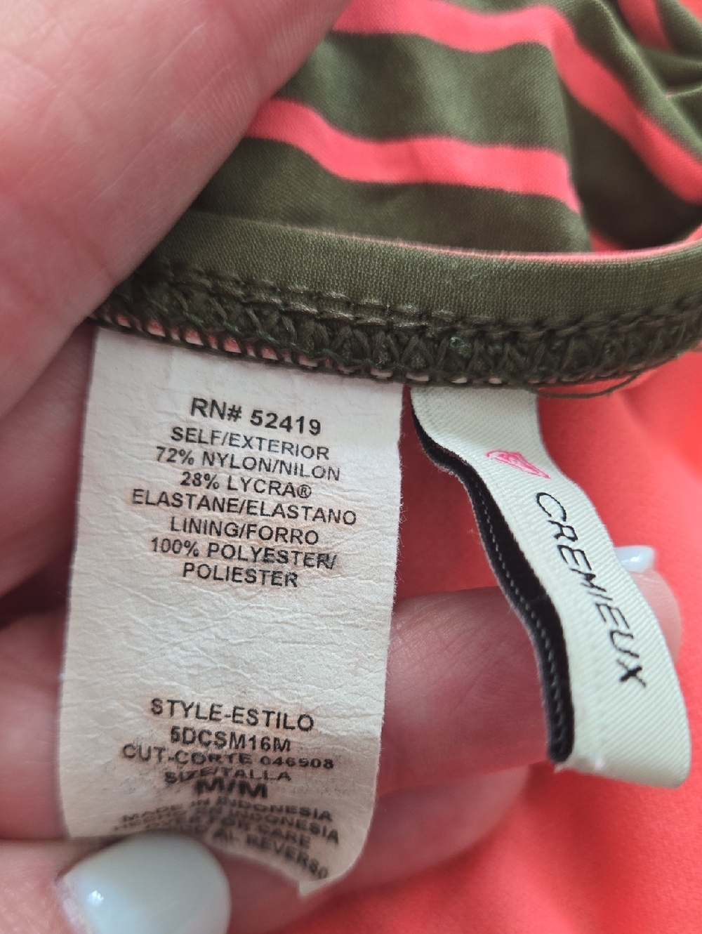 Cremieux Olive & Coral Striped Bikini Set - Picture 8 of 10